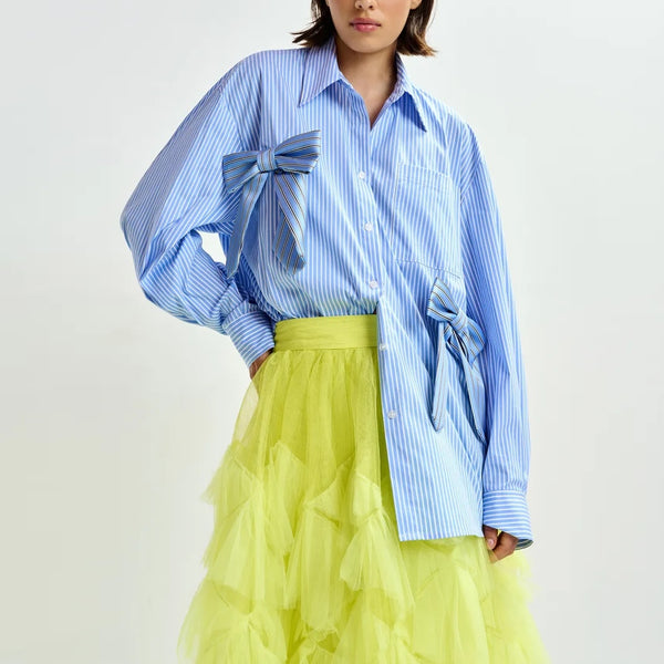 ESSENTIEL ANTWERP Jiwi Shirt with Bowties in Nile/Blue