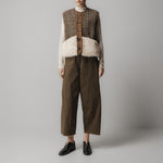 EMIN PAUL Shearing Wool Check Vest in Brown Check