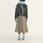 SAMDI Johanna Shearling Coat in Chocolate/Powder Blue