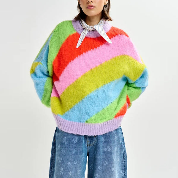 ESSENTIEL ANTWERP Jolor Striped Pullover in Orange/Brulee