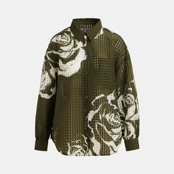 ESSENTIEL ANTWERP Jorange Oversized Shirt in Olive/Martini