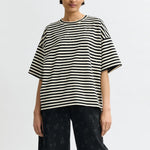 ESSENTIEL ANTWERP Joste Striped T-Shirt in Off/White