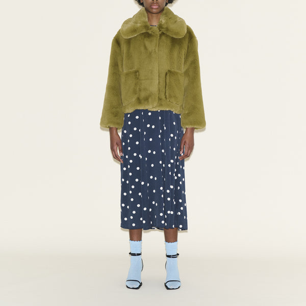 SAMDI Jude Faux Fur Coat in Pistachio