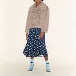 SAMDI Jude Faux Fur Coat in Light Taupe