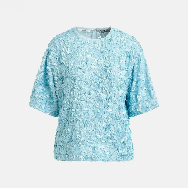 ESSENTIEL ANTWERP Juli Sequin Top in Lake/View