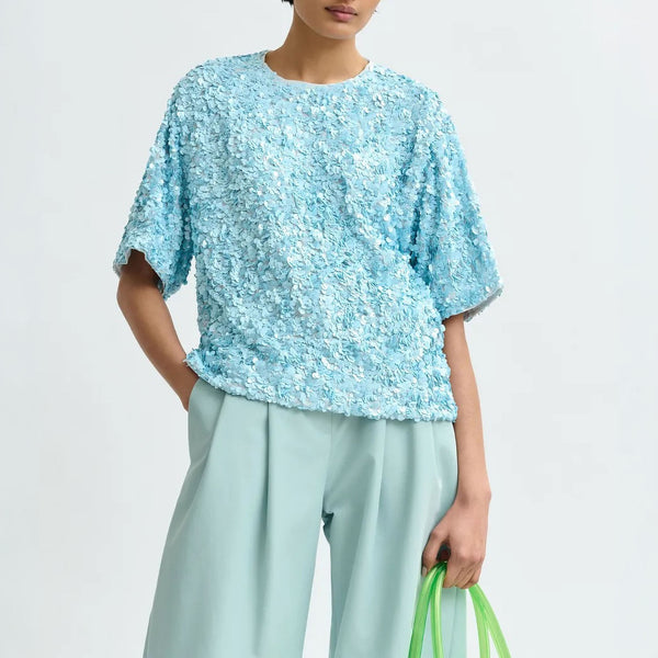 ESSENTIEL ANTWERP Juli Sequin Top in Lake/View