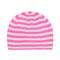 JUMPER 1234 Narrow Stripe Rib Beanie in Hot Pink/Cream
