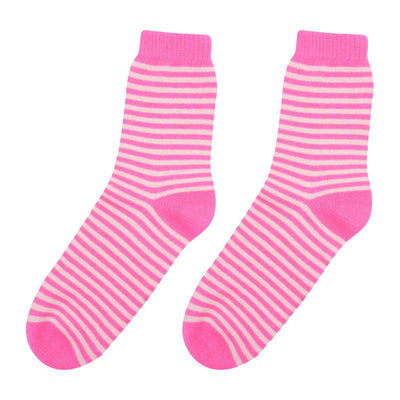 JUMPER 1234 Stripe Socks in Hot Pink/ Cream