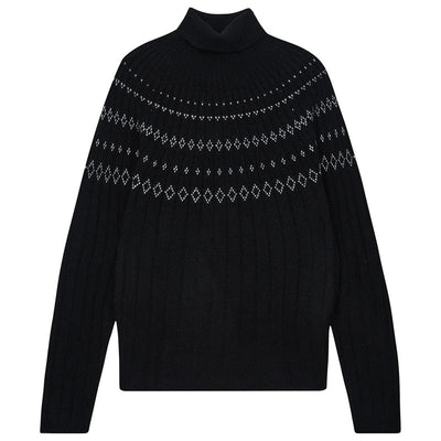 JUMPER1234 Rib Ski Roll Collar Knit in Black/Cream