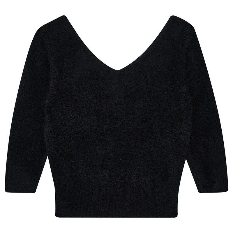 JUMPER 1234 Brushed Vee Knit in Black