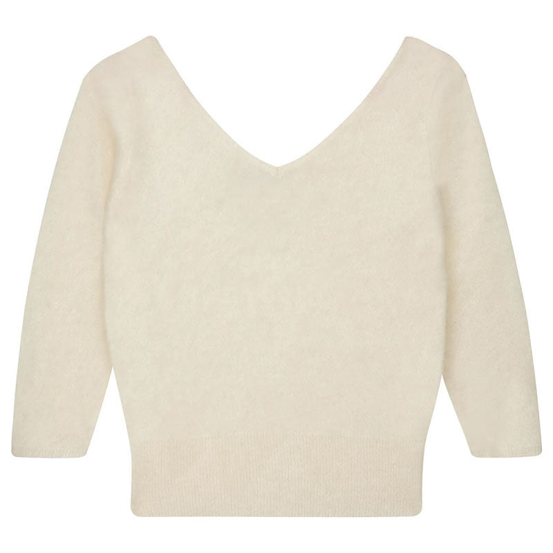 JUMPER 1234 Brushed Vee Knit in Cream