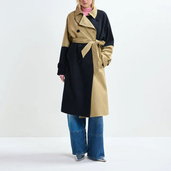 ESSENTIEL ANTWERP Just Patchwork Trenchcoat in Gingerbread/Black