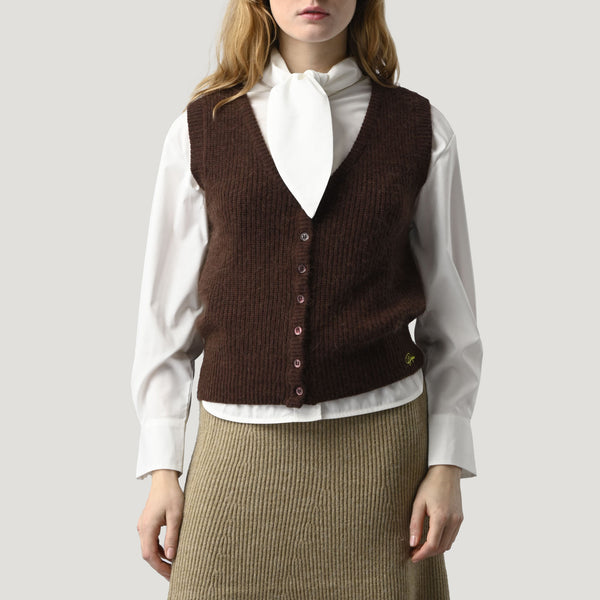 ORFEO Janelle Button Up Tank in Chocolate