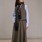 DIEGA Jeyo Houndstooth Midi Skirt  in Chocolate/Marine