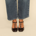 ESSKA Joy Patent T-Bar Heels in Dark Brown