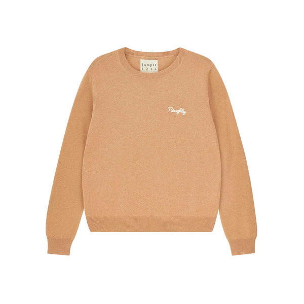 JUMPER 1234 Cashmere Naughty Crew in Sandstone