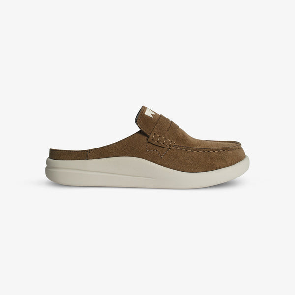 KICKBACK Frenchy Suede Mules in Khaki/Brown