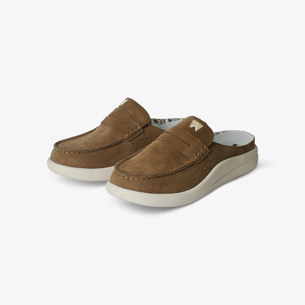 KICKBACK Frenchy Suede Mules in Khaki/Brown