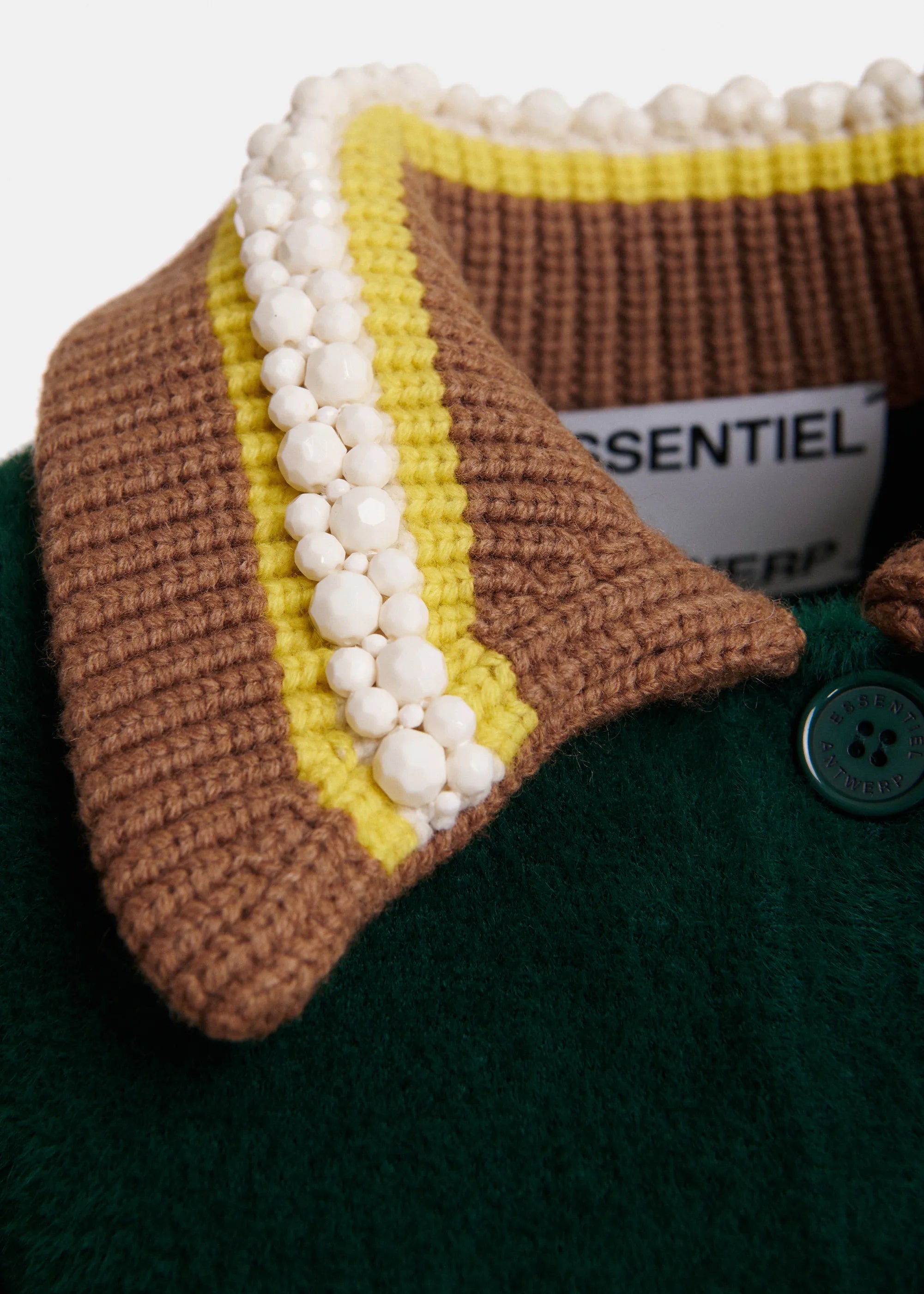 ESSENTIEL ANTWERP Kamore Knit Jacket with Collar in Forest Green