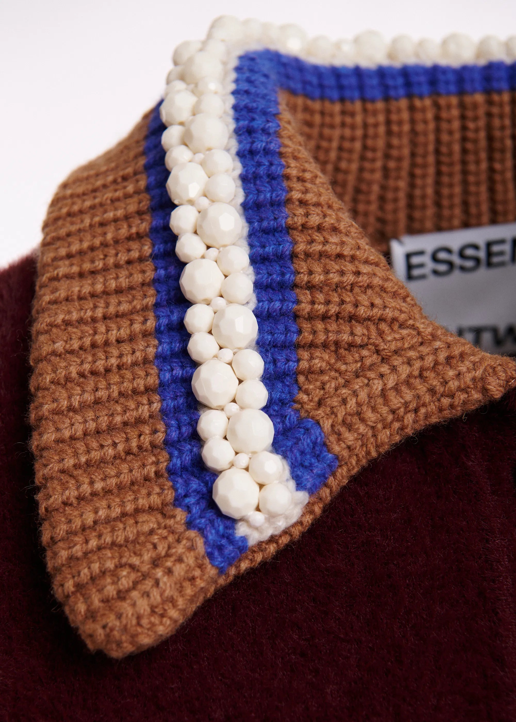 ESSENTIEL ANTWERP Kamore Knit Jacket with Collar in Wine