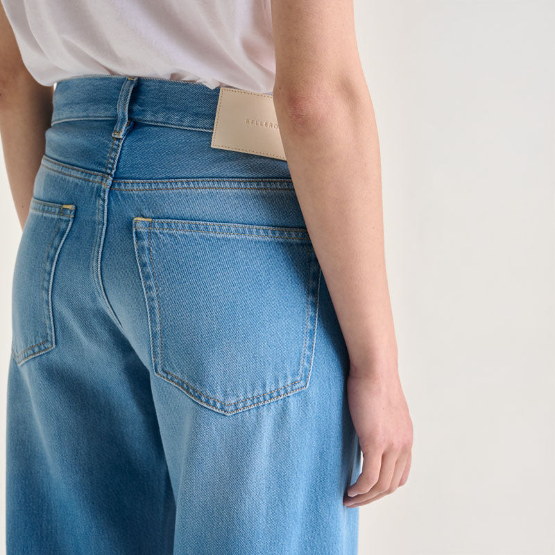 BELLEROSE Kansas Wide Leg Jeans in Light Blue Bleach