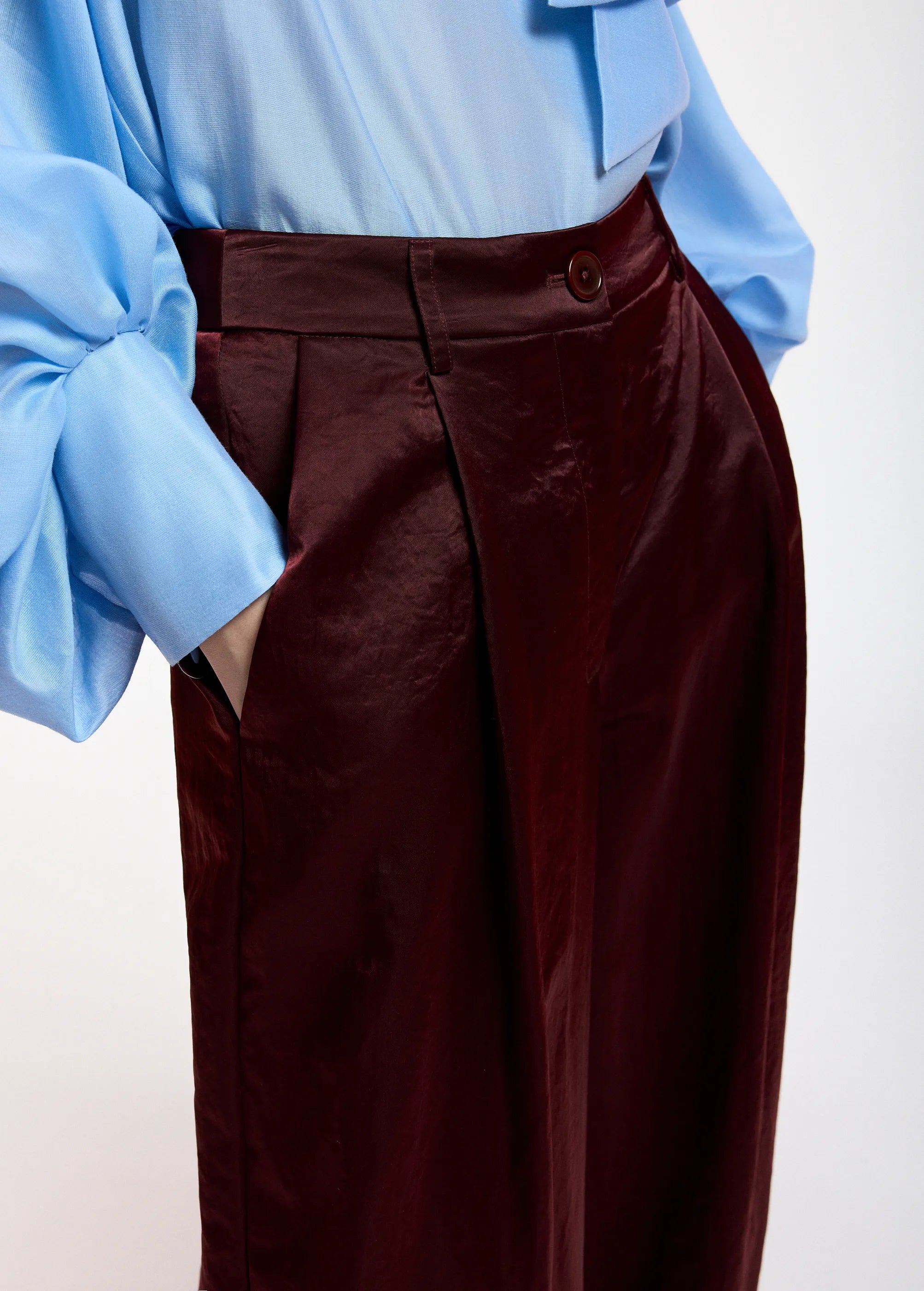 ESSENTIEL ANTWERP Karmen Wide Leg Trousers in Wine