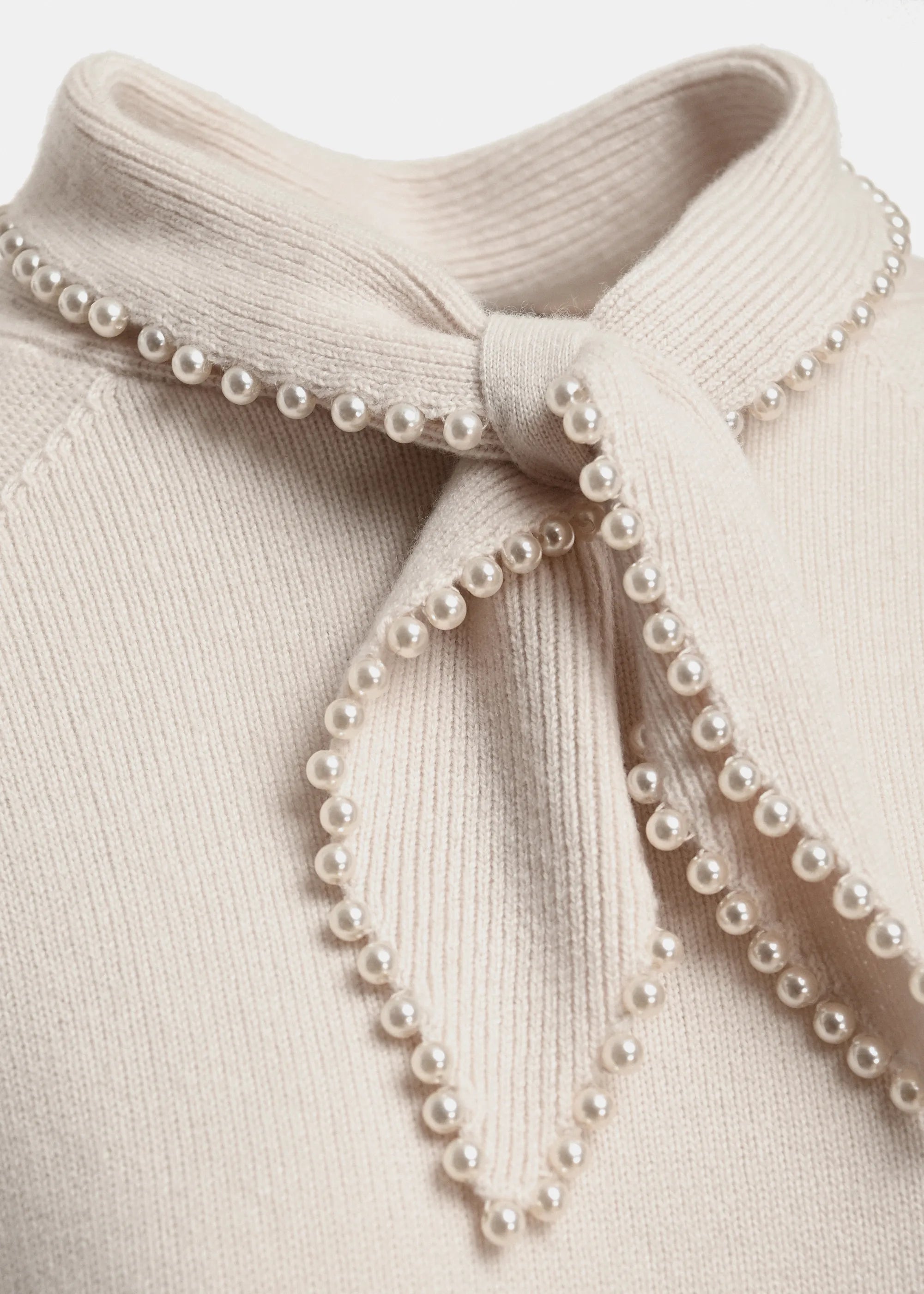 ESSENTIEL ANTWERP Kasa Tie Neck Jumper with Beads in Off White