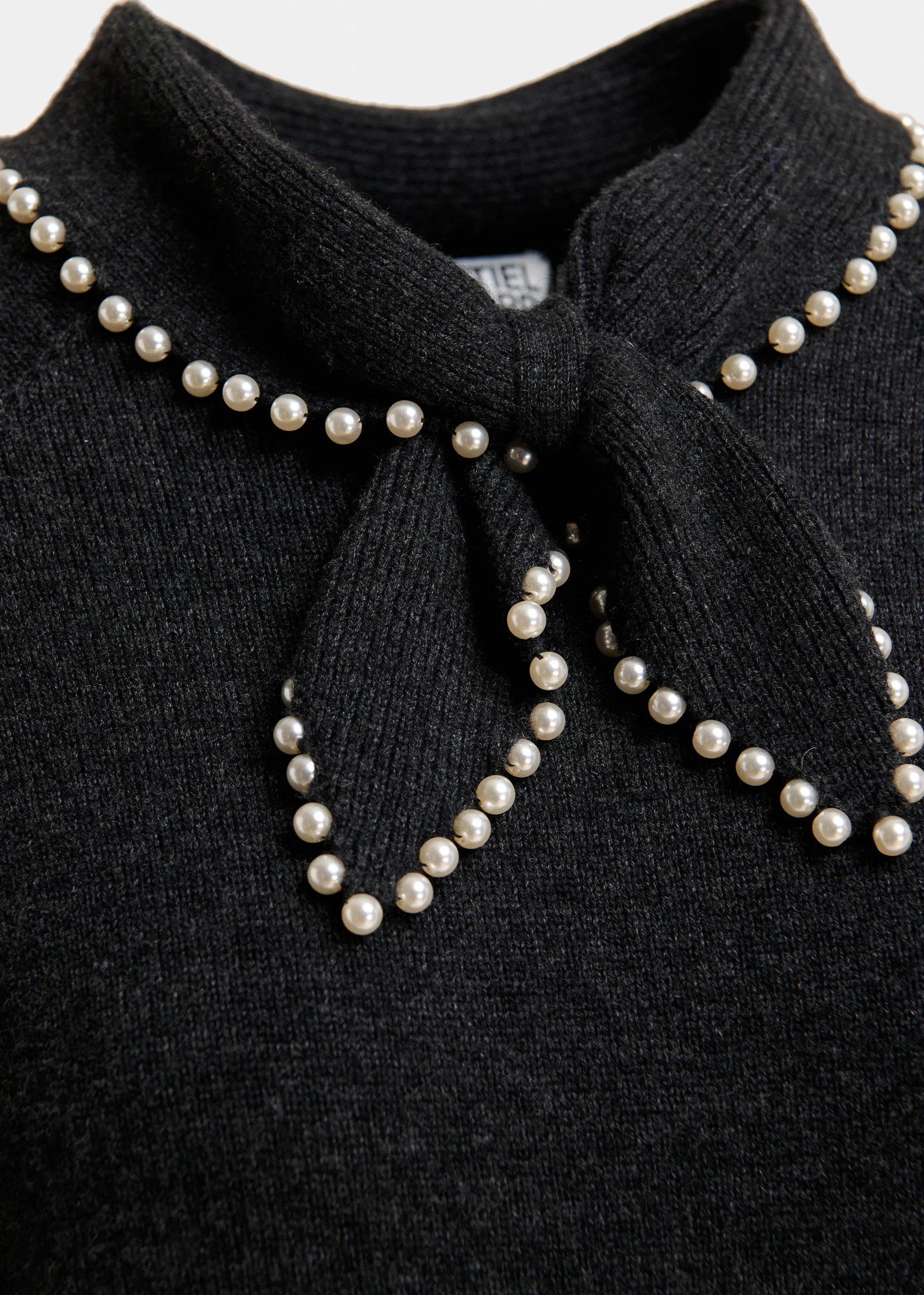 ESSENTIEL ANTWERP Kasa Tie Neck Jumper with Beads in Grey