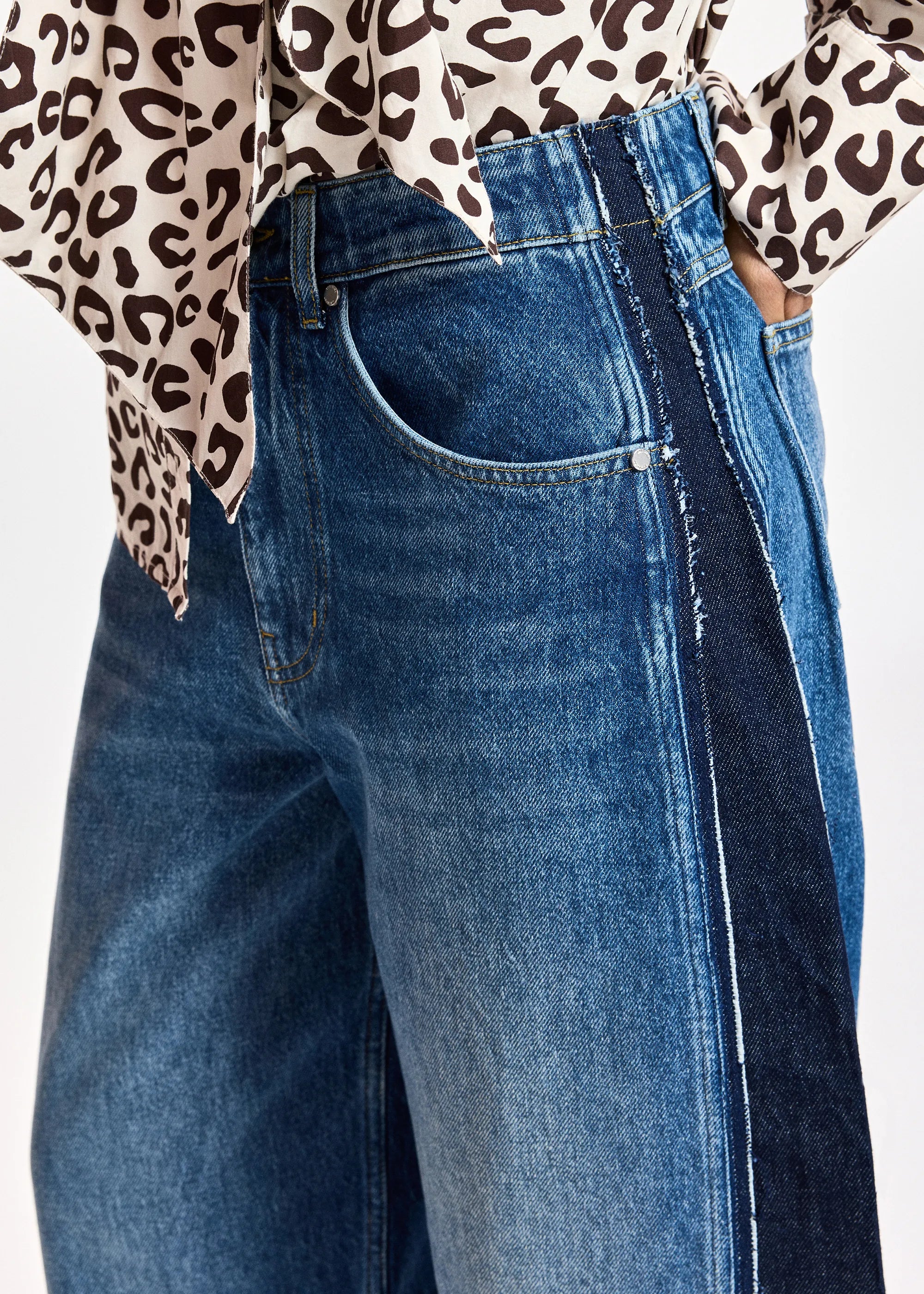 ESSENTIEL ANTWERP Kashba Panelled Barrel Leg Jeans in Blue/Black