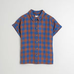 INDI & COLD Check Linen Top in Blue Klein