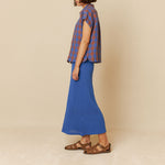 INDI & COLD Check Linen Top in Blue Klein