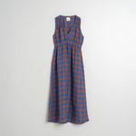 INDI & COLD Check Linen Dress in Klein Blue