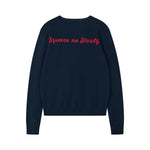 JUMPER 1234 Kiss Me Quick Crew Neck Cashmere Jumper in New Navy/Rose