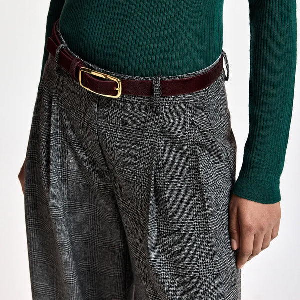ESSENTIEL ANTWERP Klub Textured Leather Belt in Brown