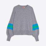 VILAGALLO Sleeve Detail Jumper in Grey/Blue/Green