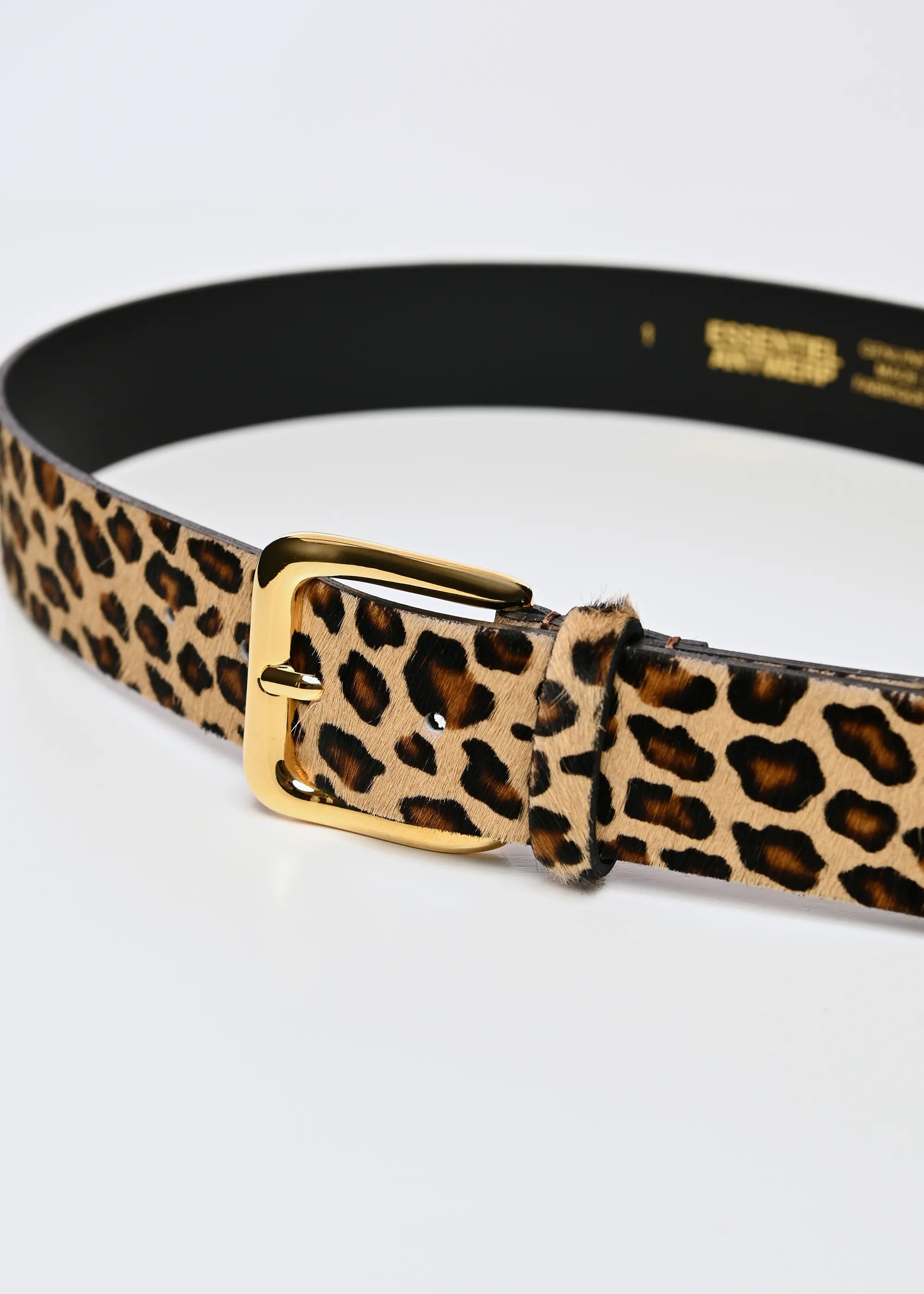 ESSENTIEL ANTWERP Kofee Printed Leopard Print Leather Belt in Brown/Black