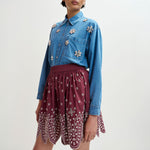 ESSENTIEL ANTWERP Konnection Rhinestone Shirt in Aquamarine