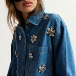 ESSENTIEL ANTWERP Konnection Rhinestone Shirt in Aquamarine