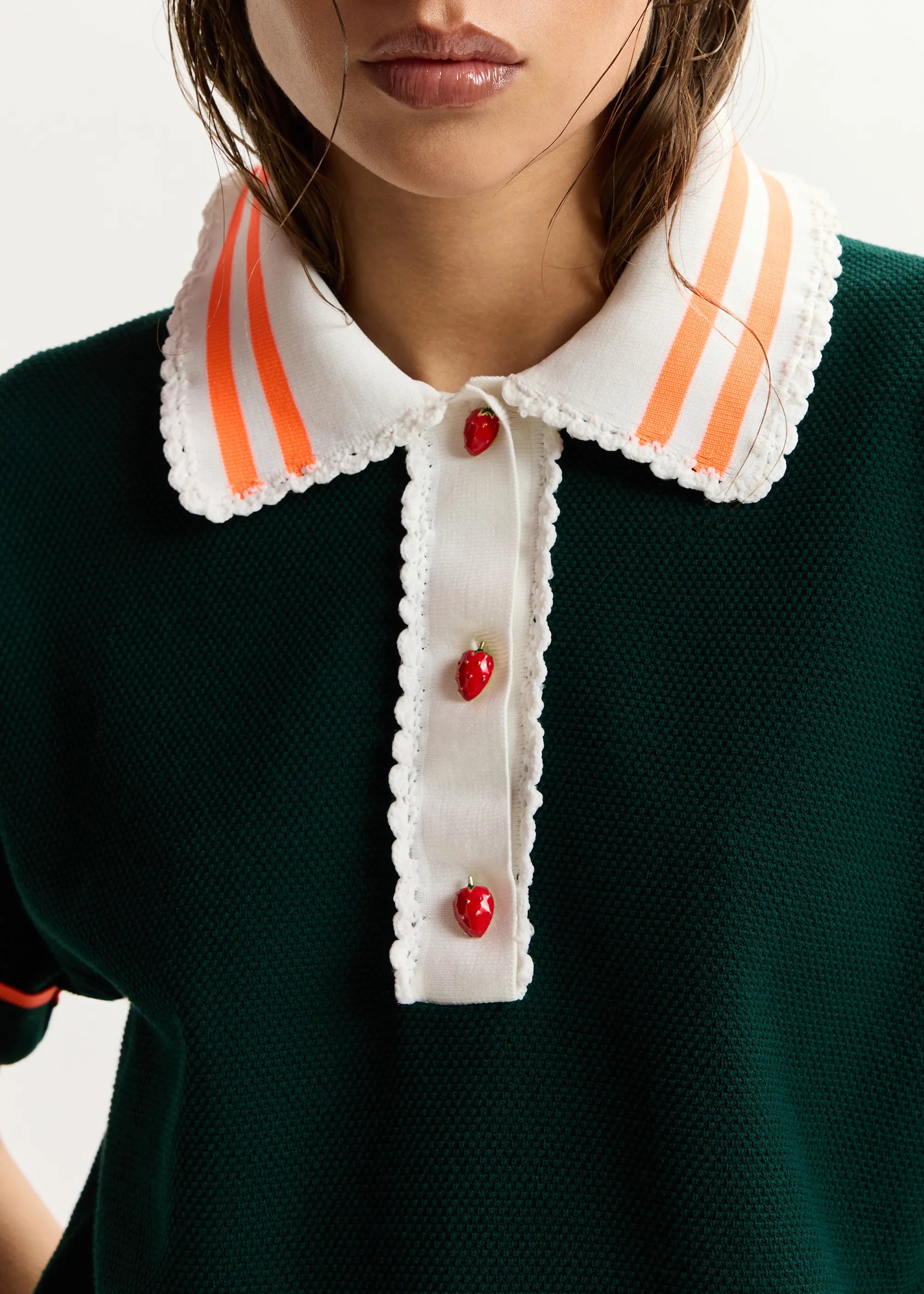 ESSENTIEL ANTWERP Kontrast Knitted Polo in Bottle Green