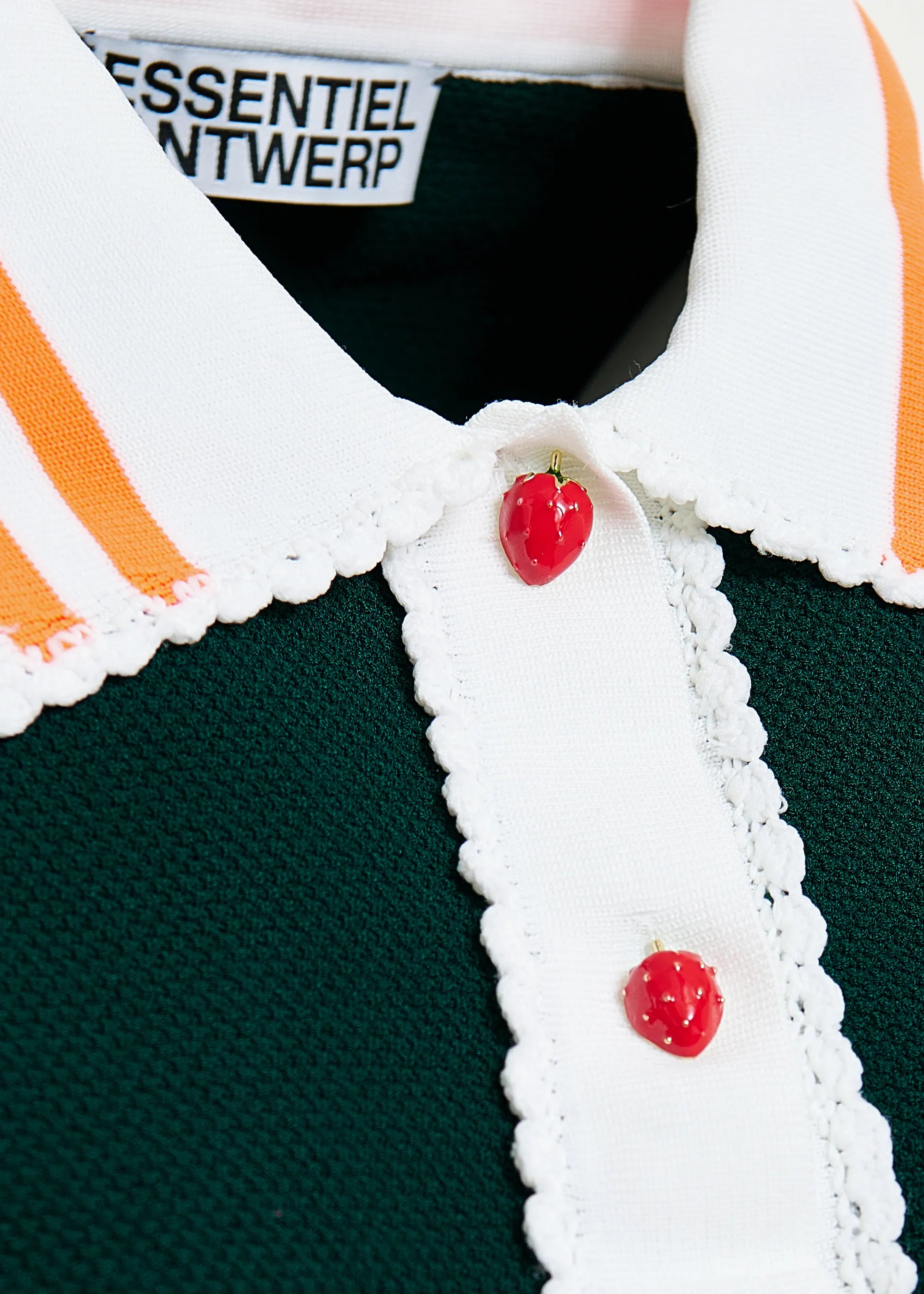 ESSENTIEL ANTWERP Kontrast Knitted Polo in Bottle Green