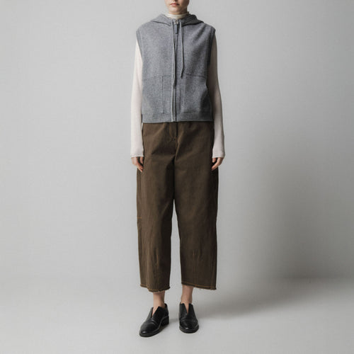 EMIN PAUL Hood Zip Up Knit Vest in Charcoal