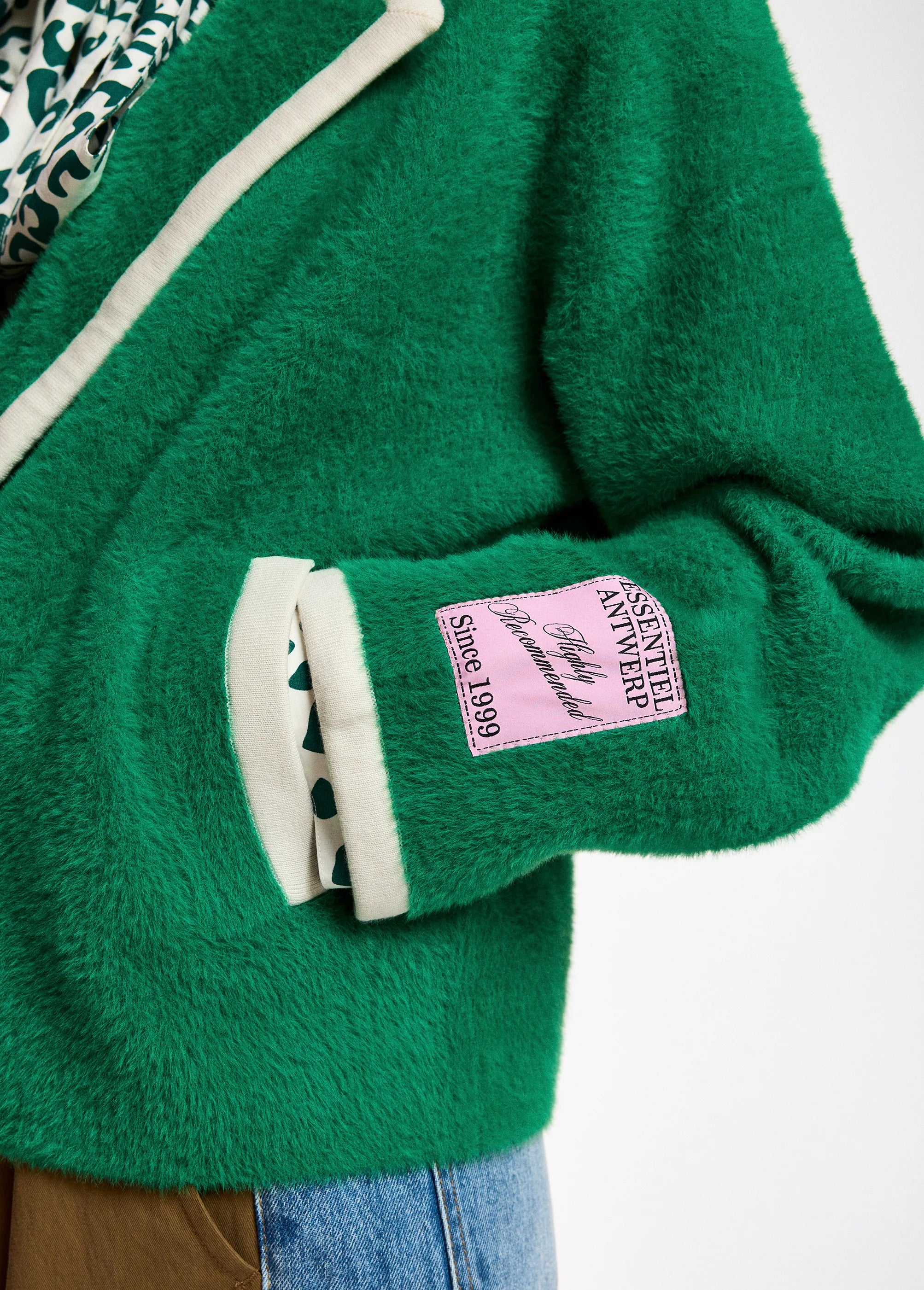 ESSENTIEL ANTWERP Kugar Contrast Trim Cardigan in Green