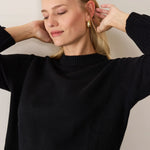 LOOP CASHMERE Geraldine Split Back Sweatshirt in Black