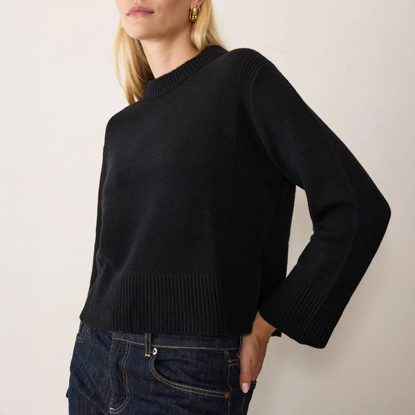 LOOP CASHMERE Geraldine Split Back Sweatshirt in Black