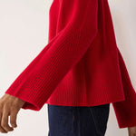 LOOP CASHMERE Georgia Ribbed Detail Lofty Crew Sweatshirt in Postbox