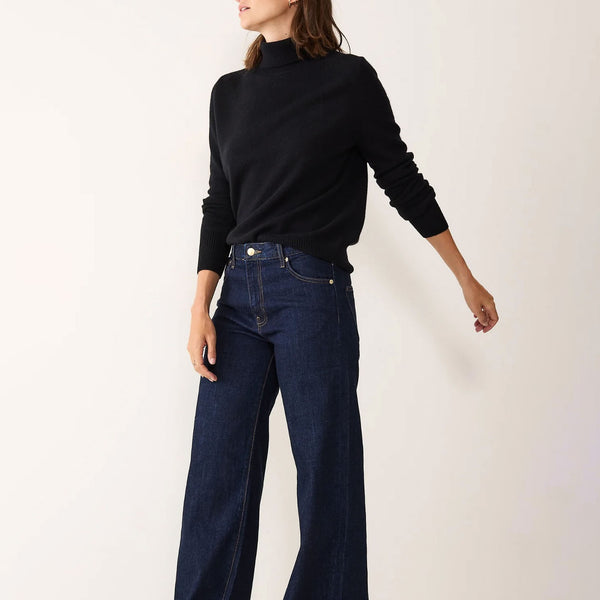 LOOP CASHMERE Bridget Cashmere Polo Neck Sweater in Black