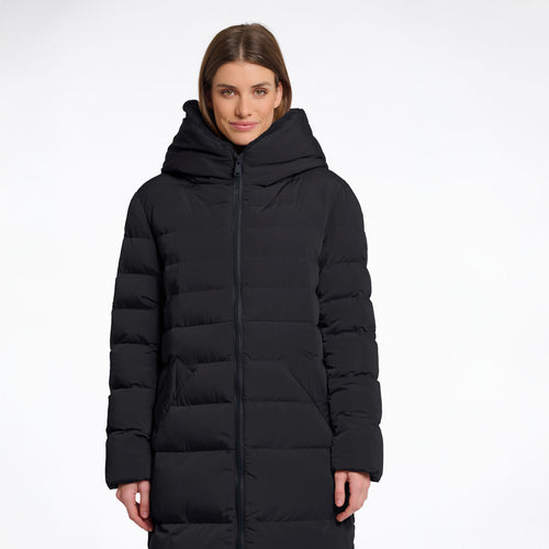 RINO & PELLE Keilafur Long Padded Hooded Coat with Faux Fur in Black