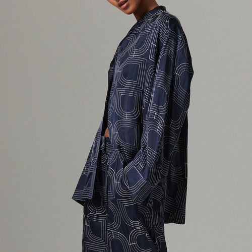 DAY BIRGER ET MIKKELSEN Kerry Viscose Stitch Shirt in Dark Sapphire