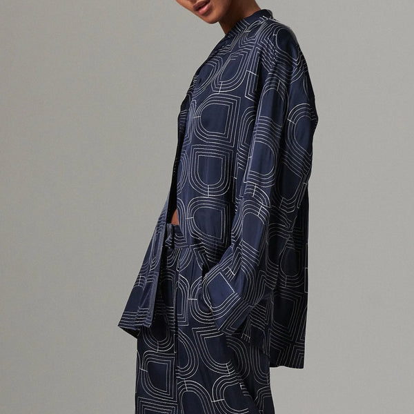 DAY BIRGER ET MIKKELSEN Kerry Viscose Stitch Shirt in Dark Sapphire