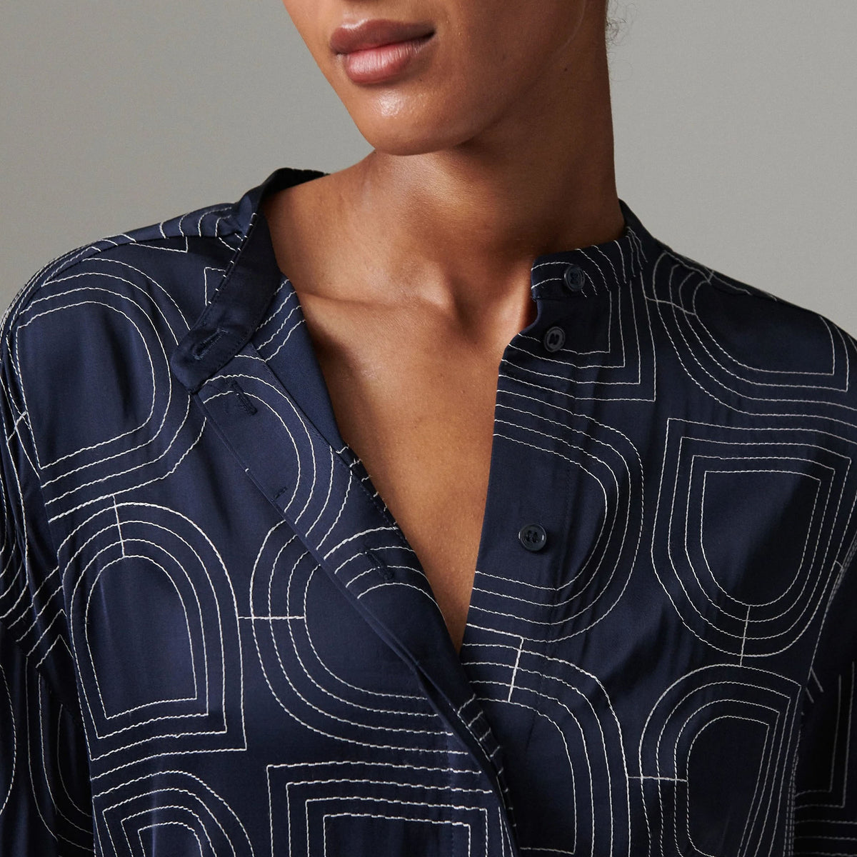 DAY BIRGER ET MIKKELSEN Kerry Viscose Stitch Shirt in Dark Sapphire